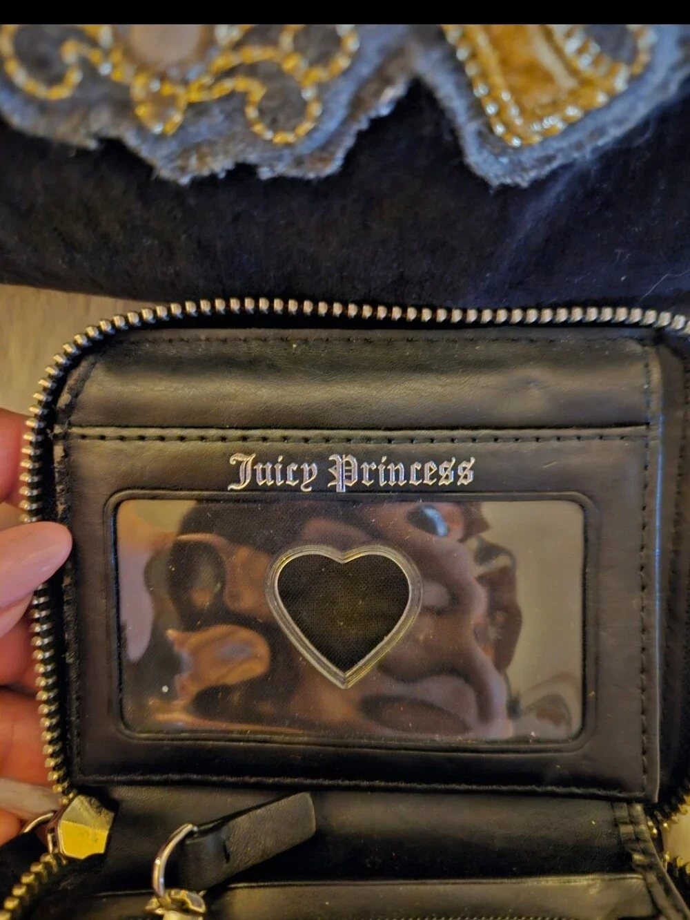 2 Pc. Juicy Couture Y2k Black Gold Velvet Tote Bag with Matching Wallet